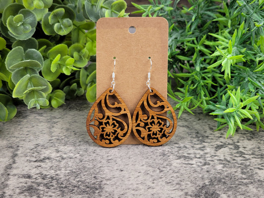 Cherry Blossom Teardrop Earrings – Birch Wood Floral Dangles