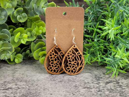Forget-Me-Not Teardrop Earrings – Birch Wood Floral Dangles