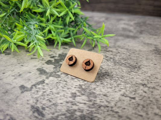Mini Aspen Leaf Stud Earrings – Handcrafted Mahogany Wood Nature Jewelry