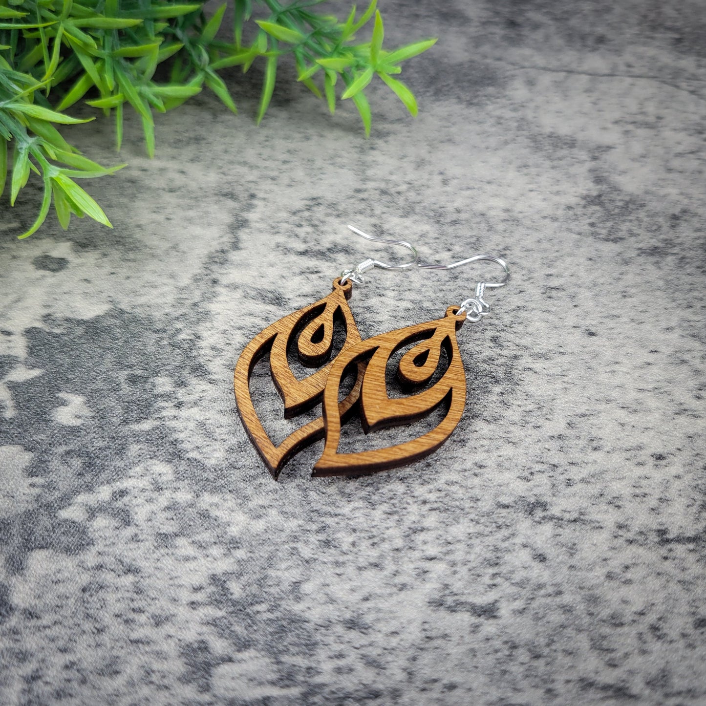 Flame Dangle Earrings – Birch Wood Fiery Boho Jewelry