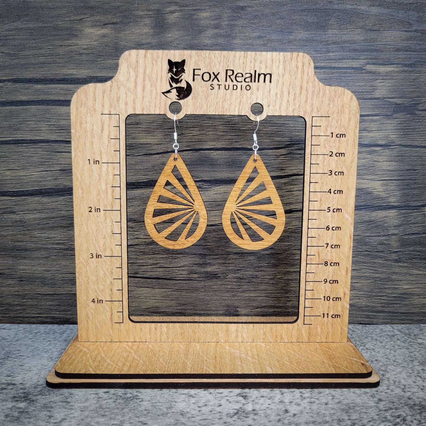 Sunburst Teardrop Earrings – Bright Birch Wood Dangles