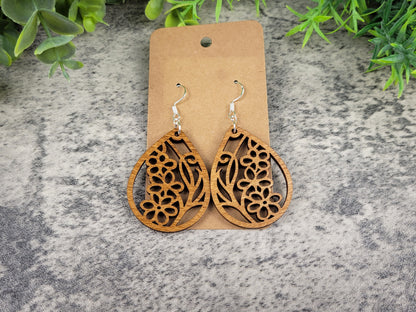 Forget-Me-Not Teardrop Earrings – Birch Wood Floral Dangles