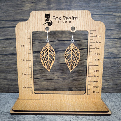 Wooden Leaf Dangle Earrings – Birch Wood Autumn Jewelry