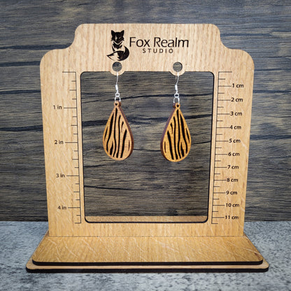 Zebra Striped Dangle Earrings – Bold Birch Wood Boho Jewelry