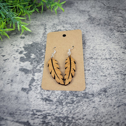 Feather Dangle Earrings – Airy Birch Wood Boho Jewelry