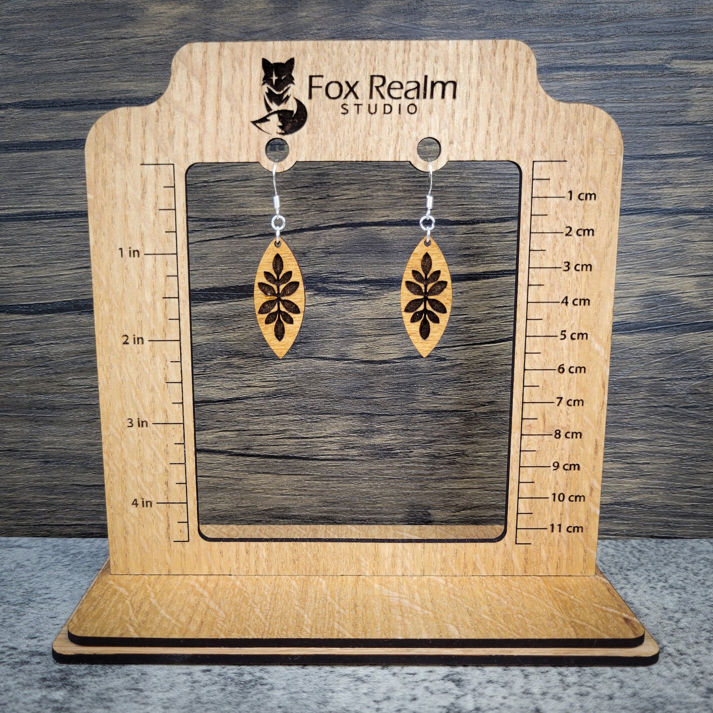 Engraved Wooden Leaf Dangle Earrings – Birch Wood Etched Jewelry