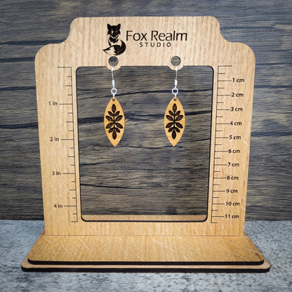 Engraved Wooden Leaf Dangle Earrings – Birch Wood Etched Jewelry