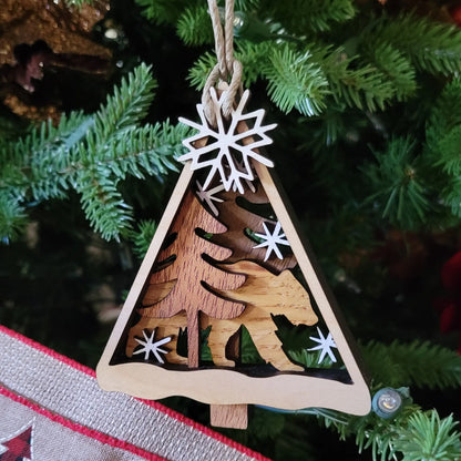 Personalized Wildlife Christmas Ornament — Walnut, Maple, Mahogany & Red Oak