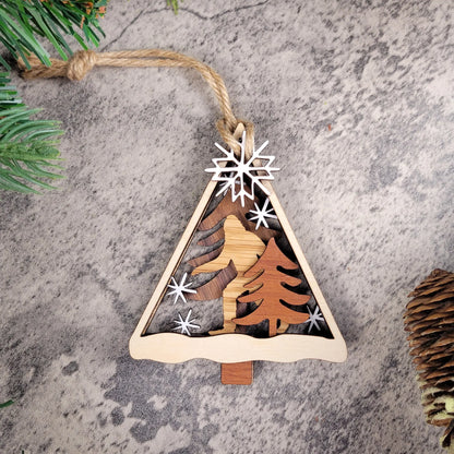 Personalized Wildlife Christmas Ornament — Walnut, Maple, Mahogany & Red Oak