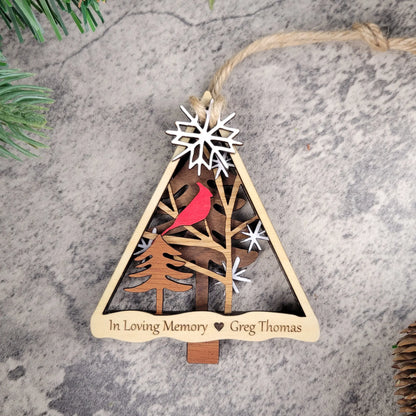 Personalized Wildlife Christmas Ornament — Walnut, Maple, Mahogany & Red Oak