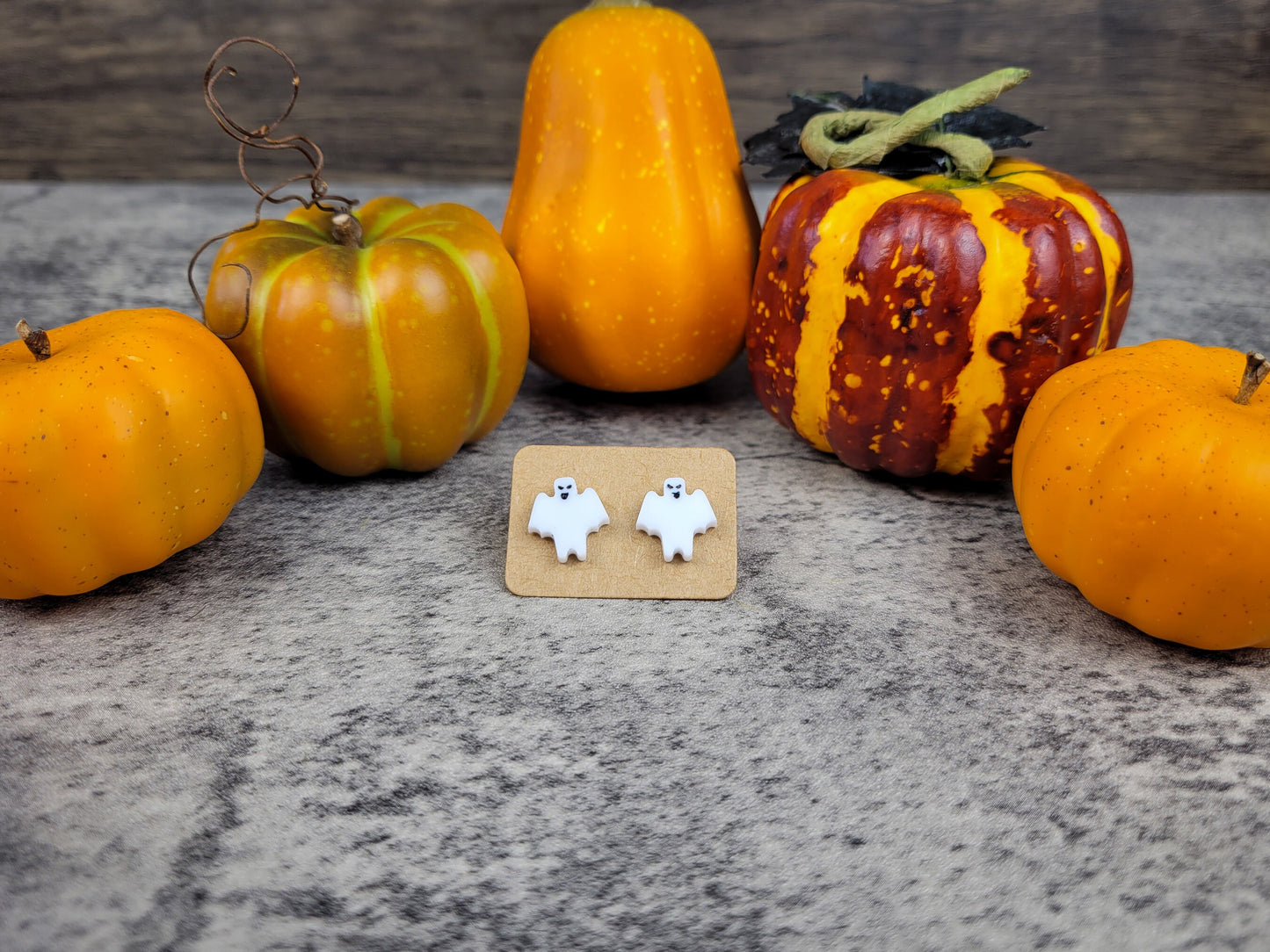 Halloween jewelry collection with ghost earrings front view