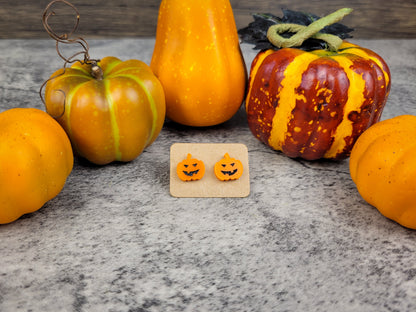 Halloween jewelry collection with pumpkin earrings front view