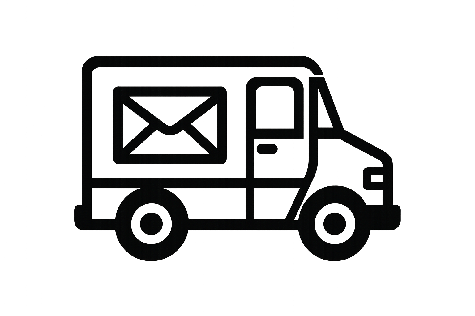 postal truck icon in black and white